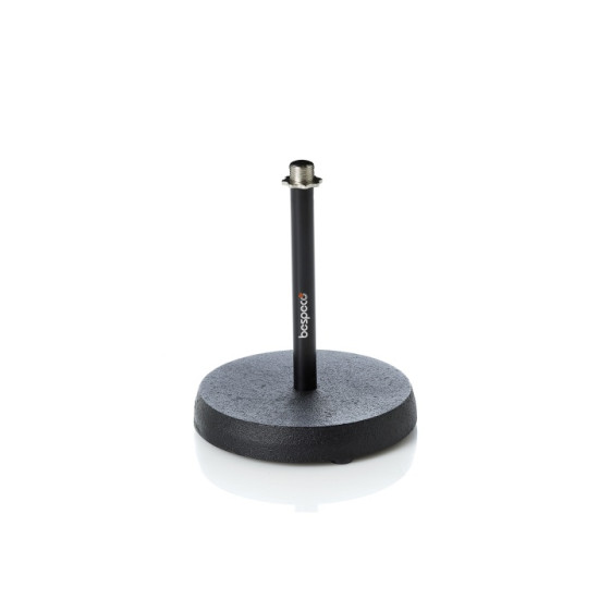 bespeco Desktop mic stand with round cast iron base. Non-slip rubber feet.