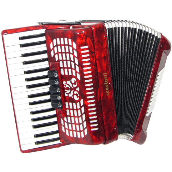 Scarlatti ASCARI 72R Piano Accordion, 72 Bass. Red