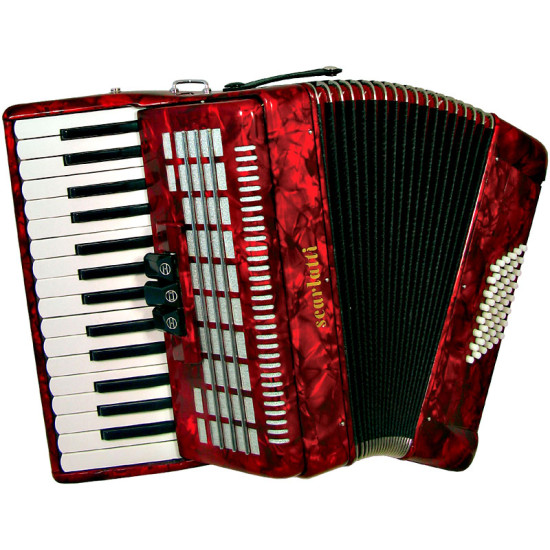 Scarlatti ASCARI IIR Piano Accordion, 48 Bass. Red