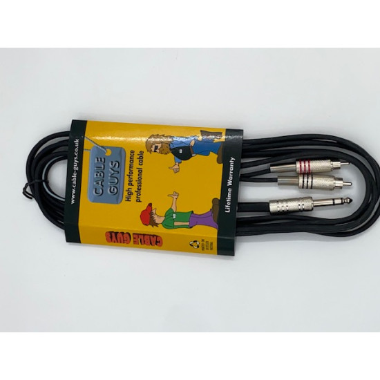 Cable guy 1/4 stereo Jack to 2 x RCA plugs 3m 