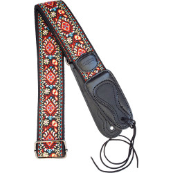 Viking VGS-64 Cotton Guitar Strap.Red Flower