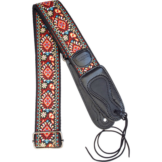 Viking VGS-64 Cotton Guitar Strap.Red Flower