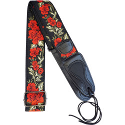 Viking VGS-65 Cotton Guitar Strap. Red Roses