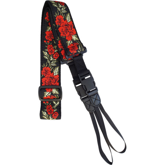 Viking VBS-65 Cotton Banjo Strap. Red Roses