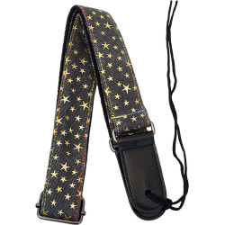 Viking VUS-37 Denim Uke Strap, Gold Stars