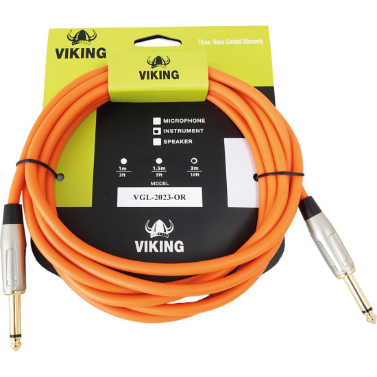 Viking VGL-2023-OR 3m Orange Guitar Lead. SS Viking VGL-2023-OR 3m Orange Guitar Lead. SS